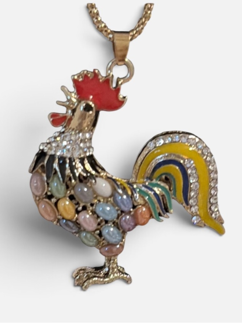 Betsy Johnson Gold-tone Multicolor Rooster Pendant Necklace - nwt